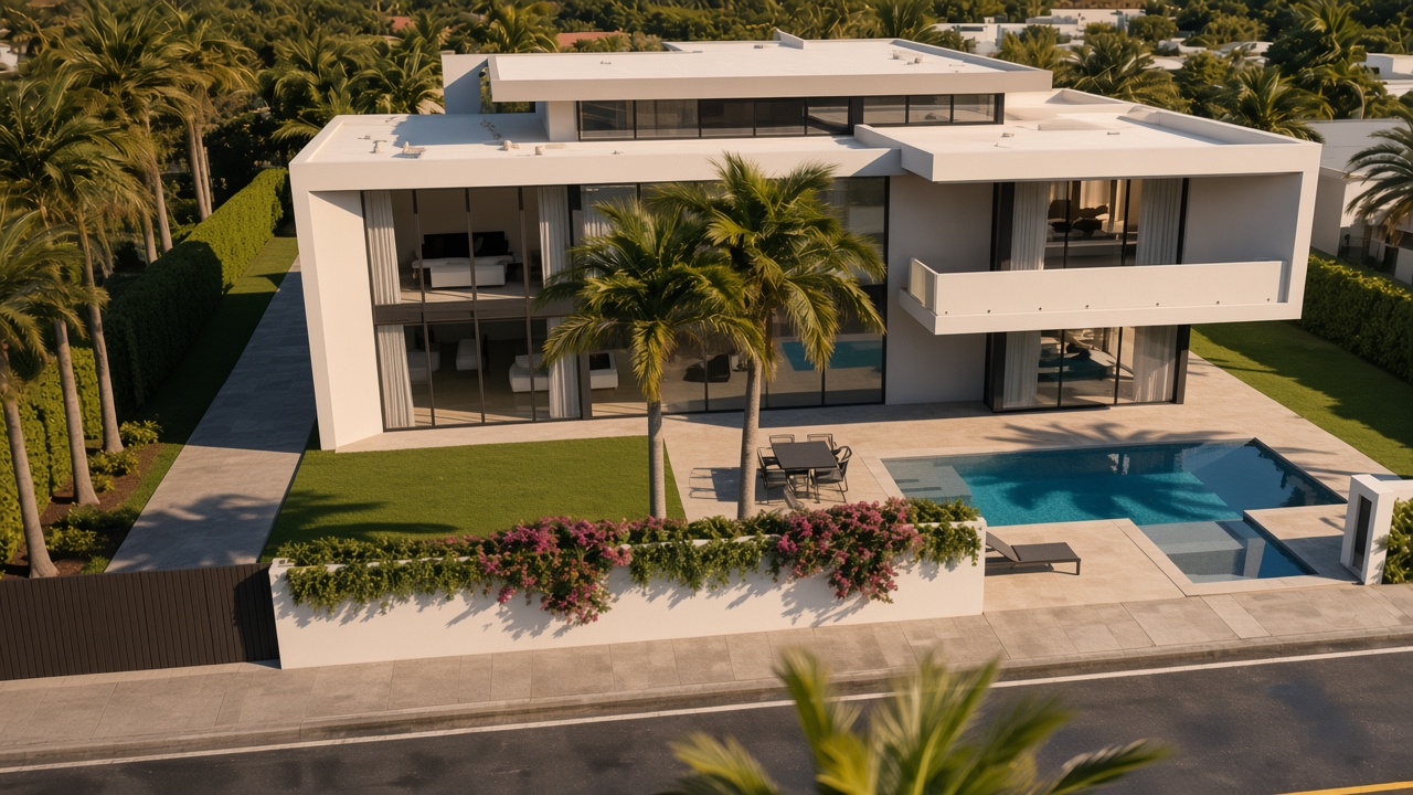 Nilaya House, a low white villa and a long pool